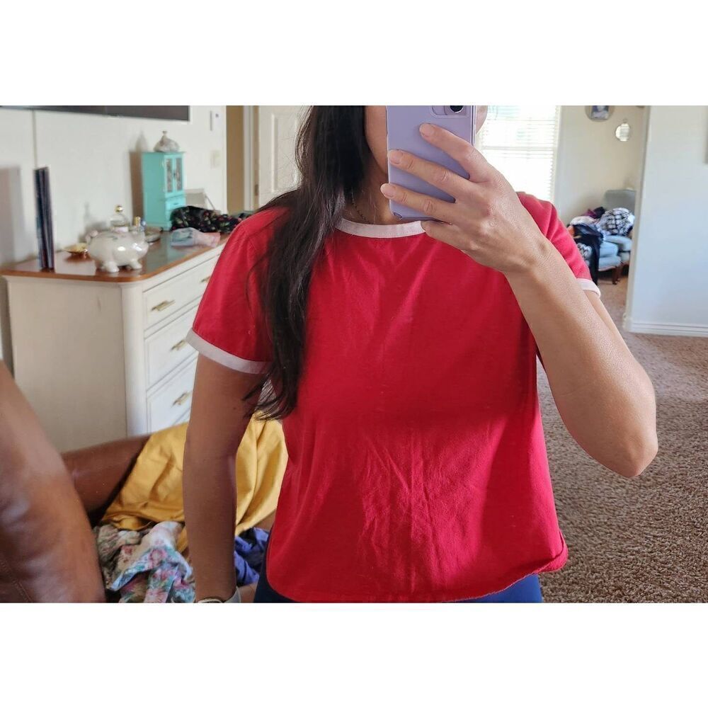 Rue21 xl bright red crop top casual t-shirt short sleeve
